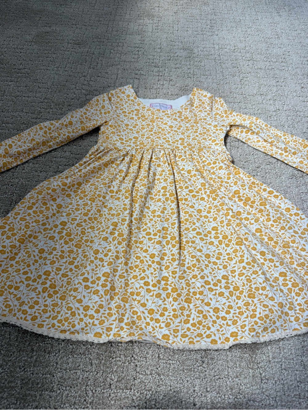 SweetHoney Yellow and White Floral Long-Sleeve Dress